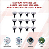 12x Solar Powered LED Buried Inground Recessed Light Garden Outdoor Deck Path - Side View