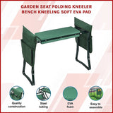 Garden Seat Folding Kneeler Bench Kneeling Soft Eva Pad - Side View