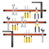 3 x 61cm Magnetic Wall Mounted Tool Holder Storage Organiser Garage Workshop - Top-Down View