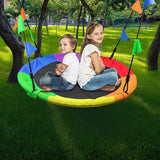 1m Tree Swing in Multi-Color Rainbow Kids Indoor/Outdoor Round Mat Saucer Swing - Front View