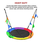 1m Tree Swing in Multi-Color Rainbow Kids Indoor/Outdoor Round Mat Saucer Swing - Close-Up Angle