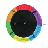 1m Tree Swing in Multi-Color Rainbow Kids Indoor/Outdoor Round Mat Saucer Swing - Low Angle