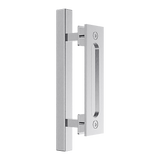 12 Square Pull and Flush Door Handle Set Stainless Steel Barn Door Hardware