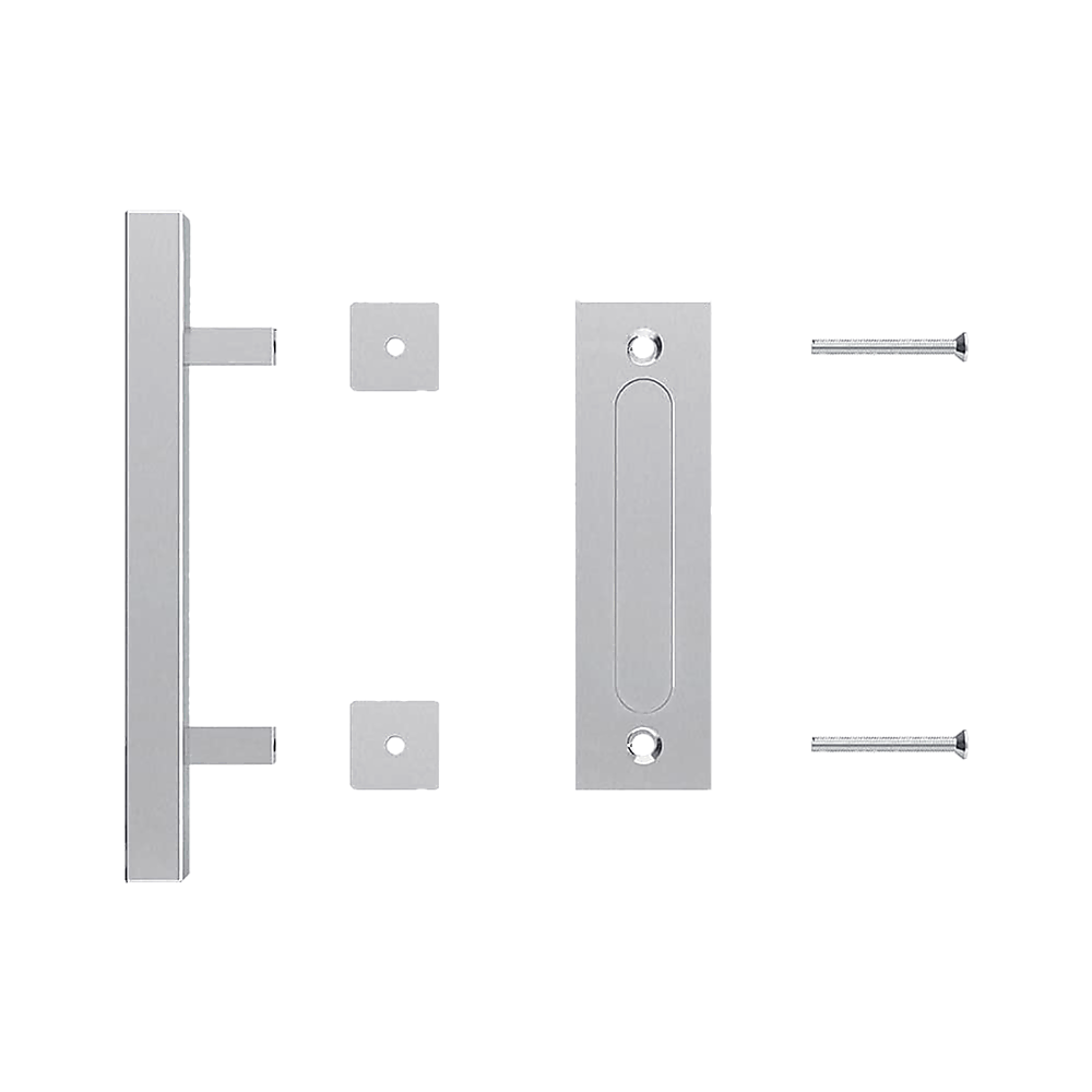 12 Square Pull and Flush Door Handle Set Stainless Steel Barn Door Hardware