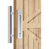 12 Square Pull and Flush Door Handle Set Stainless Steel Barn Door Hardware - 45-Degree Angle