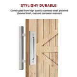 12 Square Pull and Flush Door Handle Set Stainless Steel Barn Door Hardware - Close-Up Angle