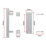 12 Square Pull and Flush Door Handle Set Stainless Steel Barn Door Hardware