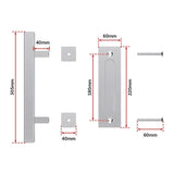 12 Square Pull and Flush Door Handle Set Stainless Steel Barn Door Hardware - Low Angle