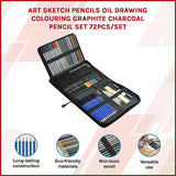 Art Sketch Pencils Oil Drawing Colouring Graphite Charcoal Pencil Set 72pcs/set - Side View