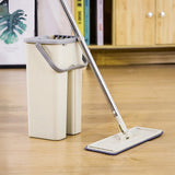 4x Microfiber Pads Flat Mop Bucket Kit 360 Rotating Self Wash Cleaning - Front View