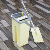 4x Microfiber Pads Flat Mop Bucket Kit 360 Rotating Self Wash Cleaning