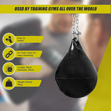 30L Water Punching Bag Aqua with D-Shackle and Chain - Low Angle
