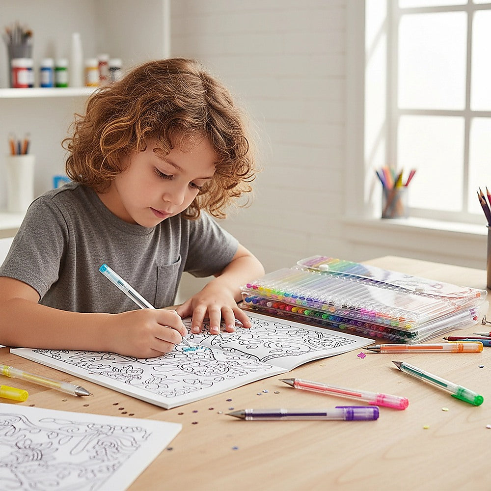 Glitter Gel Pens (100 pack) with 2.5X More Ink - Craft, Kids & Adult Colouring