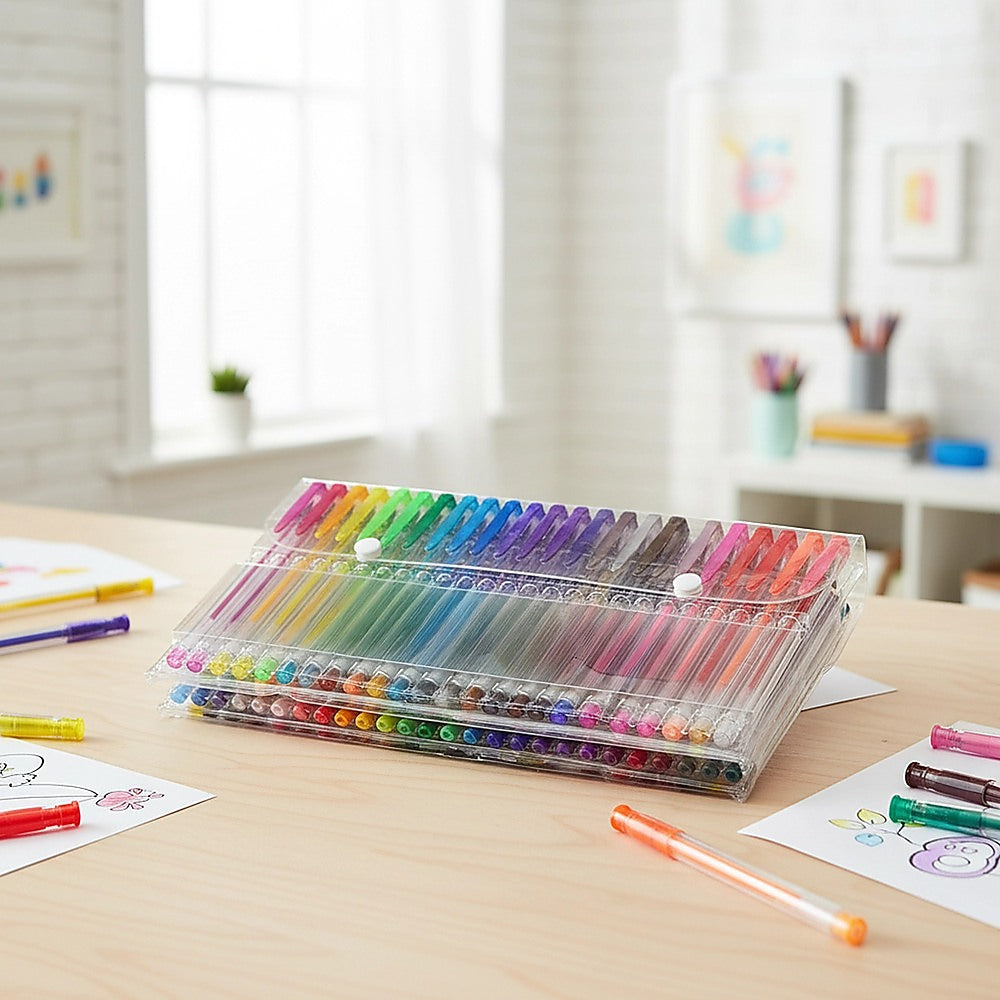 Glitter Gel Pens (100 pack) with 2.5X More Ink - Craft, Kids & Adult Colouring