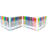 Glitter Gel Pens (100 pack) with 2.5X More Ink - Craft, Kids & Adult Colouring - Low Angle