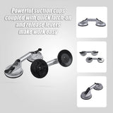 4 x Double Suction Glass Lifting Tool 70kg Vacuum Puller Lifter Aluminium - Low Angle