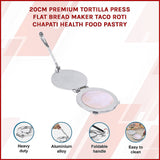 20cm Premium Tortilla Press Flat Bread Maker Taco Roti Chapati Health Food Pastry - Side View