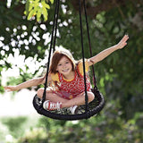 Kids Rope Swing Round Outdoor Birds Crows Nest Spider Web Swing Seat 65cm - Front View