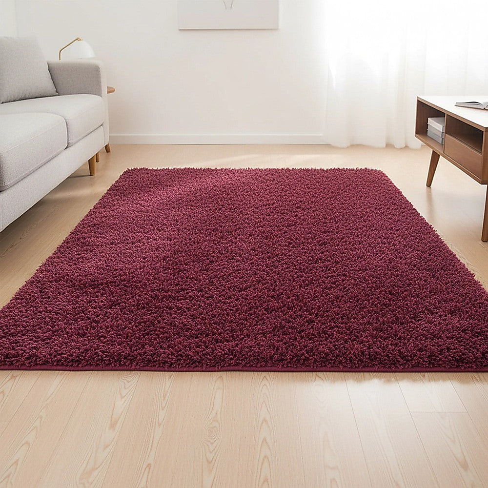 230x200cm Floor Rugs Large Shaggy Rug Area Carpet Bedroom Living Room Mat - Burgundy