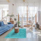 200x140cm Floor Rugs Large Shaggy Rug Area Carpet Bedroom Living Room Mat - Turquoise - Front View