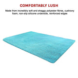 200x140cm Floor Rugs Large Shaggy Rug Area Carpet Bedroom Living Room Mat - Turquoise - Close-Up Angle