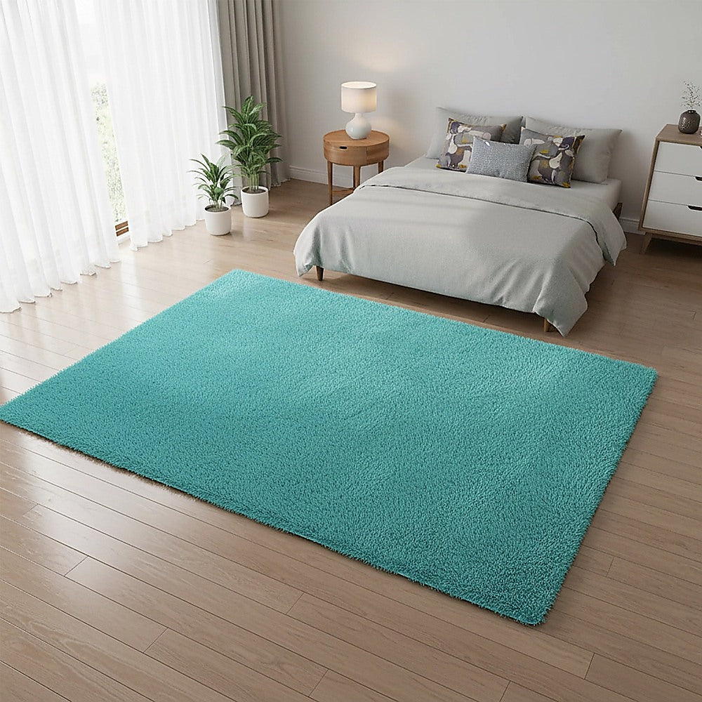 230x200cm Floor Rugs Large Shaggy Rug Area Carpet Bedroom Living Room Mat - Turquoise