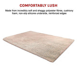 230x160cm Floor Rugs Large Shaggy Rug Area Carpet Bedroom Living Room Mat - Beige - Close-Up Angle