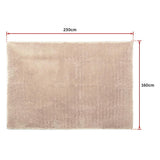 230x160cm Floor Rugs Large Shaggy Rug Area Carpet Bedroom Living Room Mat - Beige - Low Angle