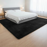 230x200cm Floor Rugs Large Shaggy Rug Area Carpet Bedroom Living Room Mat - Black - Close-Up Angle