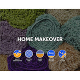 200x140cm Floor Rugs Large Shaggy Rug Area Carpet Bedroom Living Room Mat - Grey - Side View