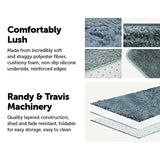 200x140cm Floor Rugs Large Shaggy Rug Area Carpet Bedroom Living Room Mat - Grey - Top-Down View