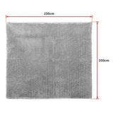230x200cm Floor Rugs Large Shaggy Rug Area Carpet Bedroom Living Room Mat - Grey - Low Angle