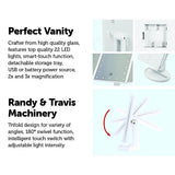 Makeup Mirror With LED Light Standing Mirror Magnifying Tri-Fold Touch