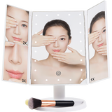 Makeup Mirror With LED Light Standing Mirror Magnifying Tri-Fold Touch - Rear View