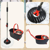 Spin Rotating Mop and Bucket Set with Wheels and 4 Microfibre Mop Heads - Low Angle