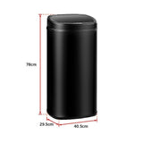 68L Motion Sensor Bin Automatic Stainless Steel Kitchen Rubbish Trash - Black