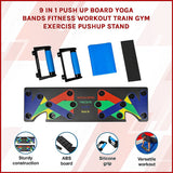 9 in 1 Push Up Board Yoga Bands Fitness Workout Train Gym Exercise Pushup Stand - Side View