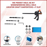 14X Pocket Hole Jig Kit Woodworking Drill Hole Locator Craft Carpenters + F Clip