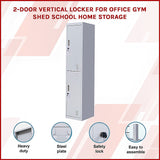 2-Door Vertical Locker for Office Gym Shed School Home Storage - Side View