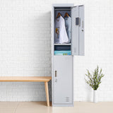 2-Door Vertical Locker for Office Gym Shed School Home Storage - Low Angle