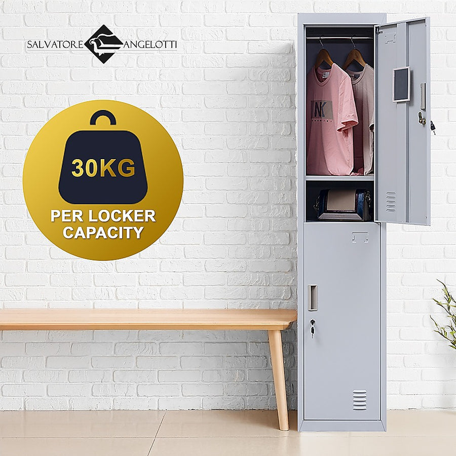2-Door Vertical Locker for Office Gym Shed School Home Storage, image 11