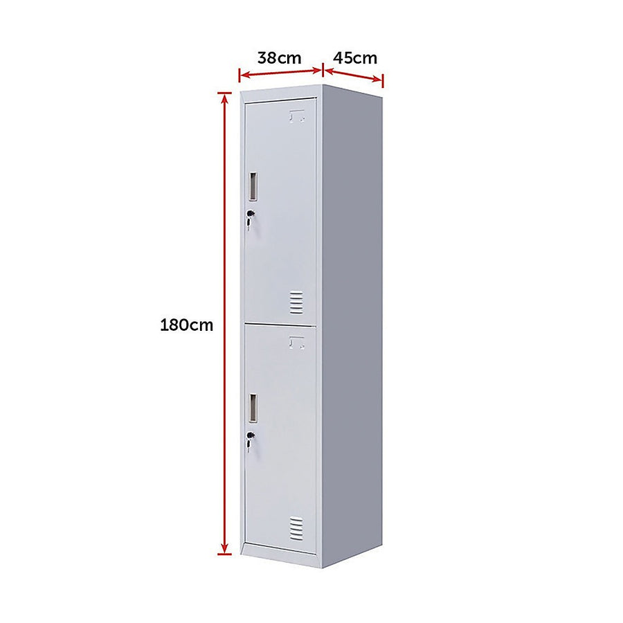 2-Door Vertical Locker for Office Gym Shed School Home Storage, image 13