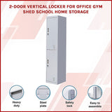 2-Door Vertical Locker for Office Gym Shed School Home Storage - Side View