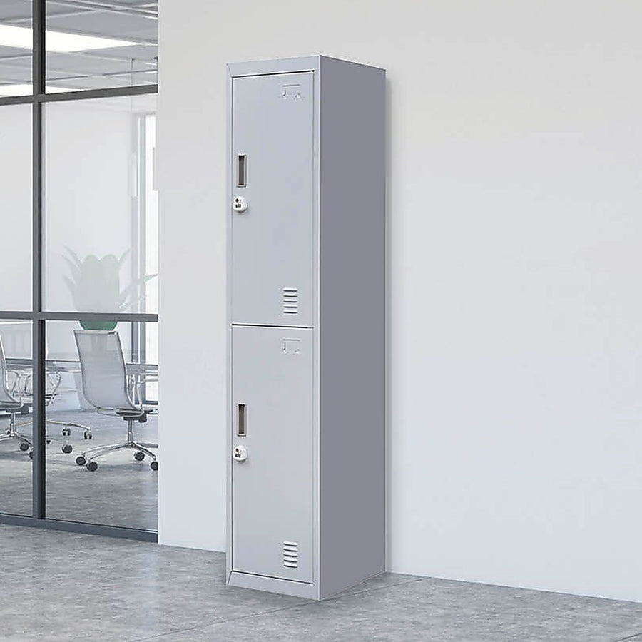 2-Door Vertical Locker for Office Gym Shed School Home Storage, Storage