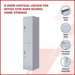 2-Door Vertical Locker for Office Gym Shed School Home Storage, image 3