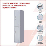 2-Door Vertical Locker for Office Gym Shed School Home Storage - Side View