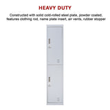2-Door Vertical Locker for Office Gym Shed School Home Storage - Close-Up Angle