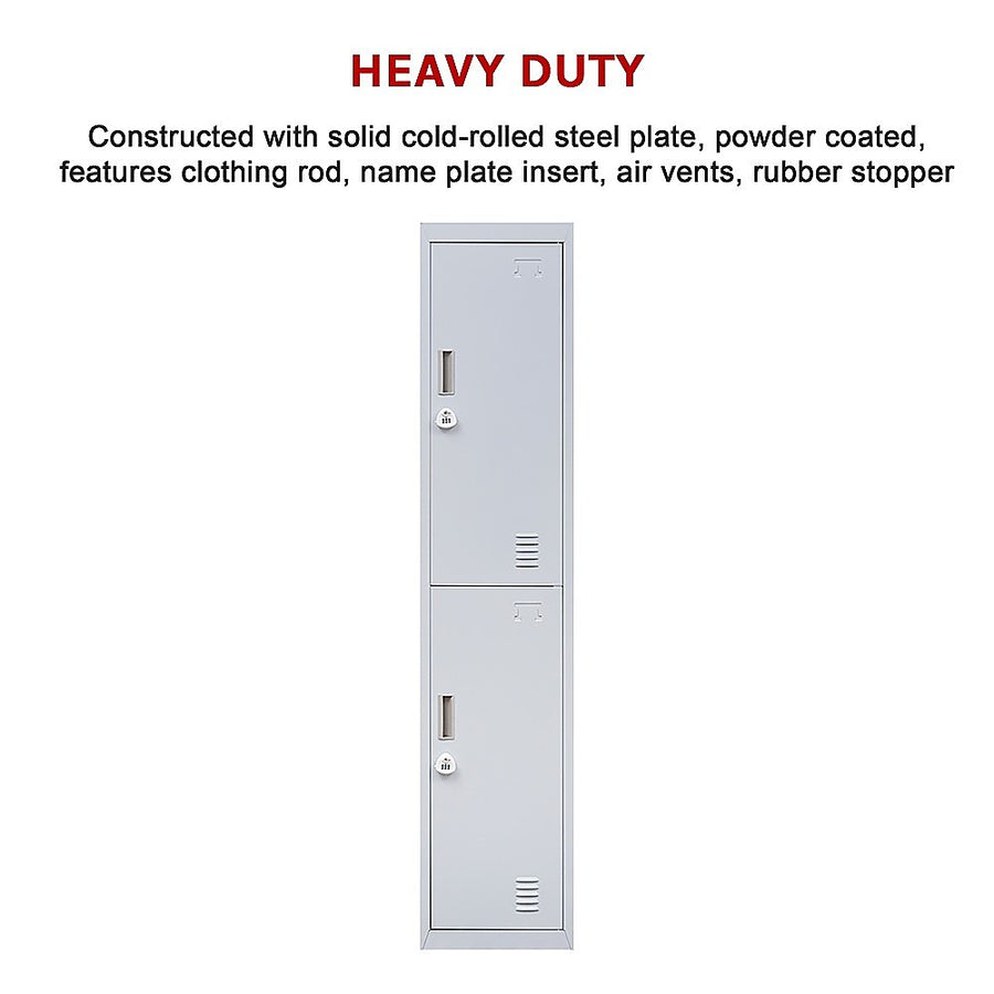 2-Door Vertical Locker for Office Gym Shed School Home Storage, image 8