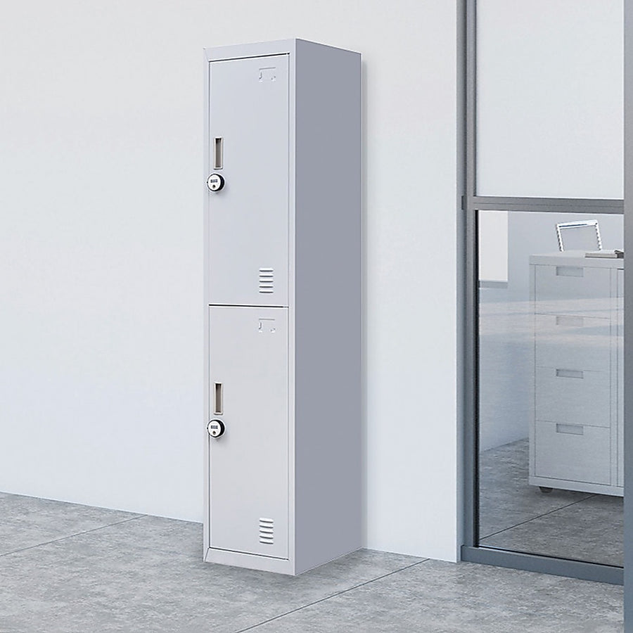 2-Door Vertical Locker for Office Gym Shed School Home Storage, Storage