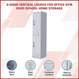 2-Door Vertical Locker for Office Gym Shed School Home Storage - Side View